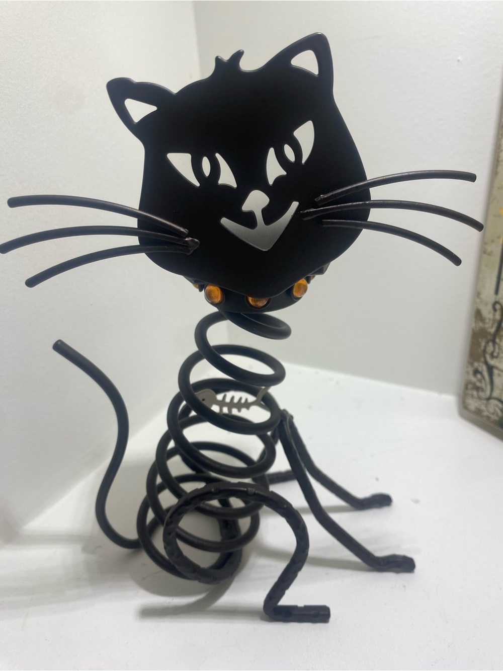 Black Matte Metal Cat Shaped Candle Holder for Mini Candle, Animal Theme